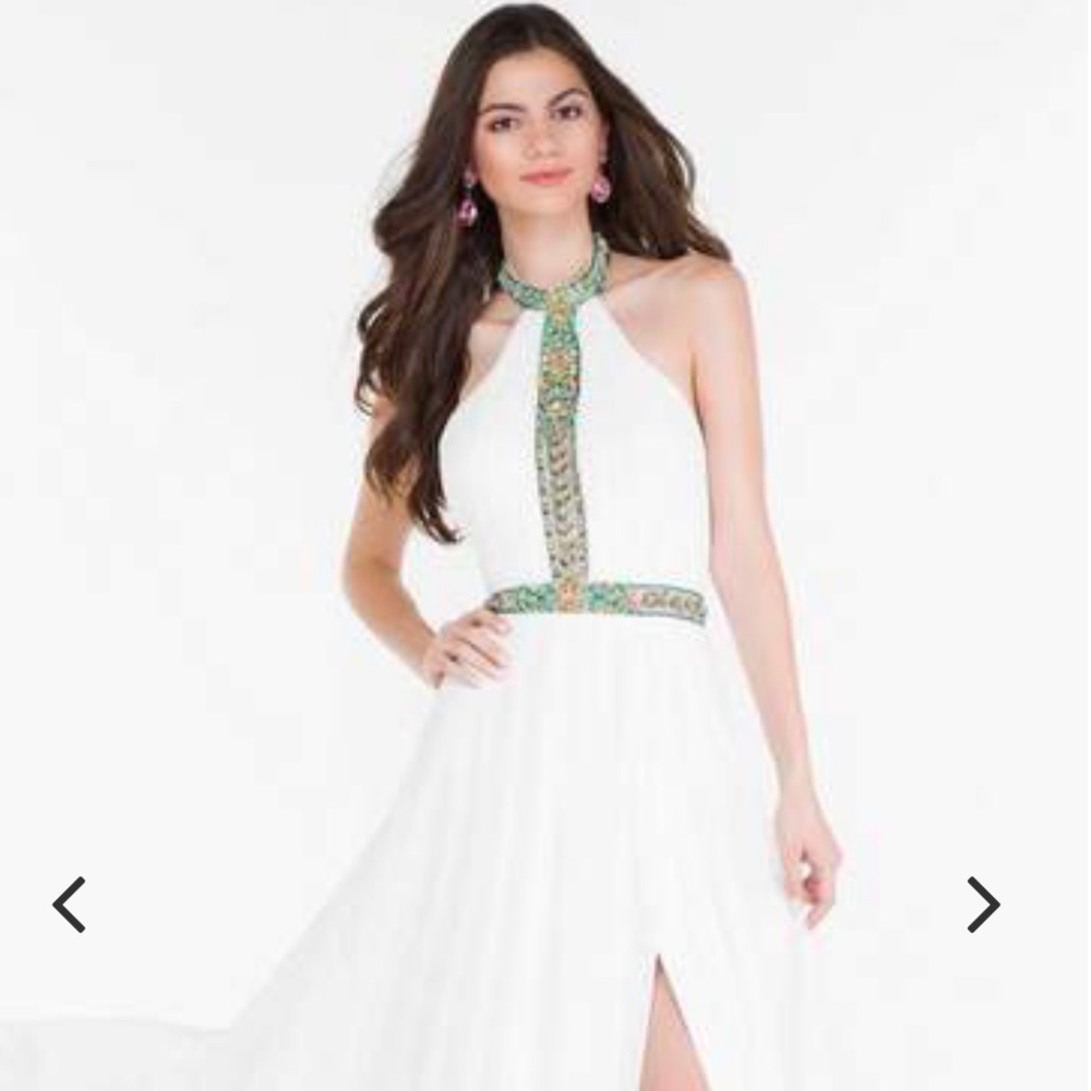 NWT! Diamond White Bejeweled Long Dress